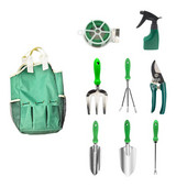 9-dielna sada záhradného náradia z nehrdzavejúcej ocele, vidly na vertikutáciu, paládiové zahustené nožnice, lopaty 