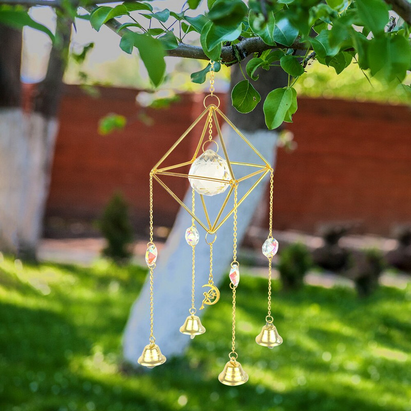 Krištolinis vėjo varpelis Žvaigždė Mėnulis Saulės gaudyklės prizmės pakabukas sapnų gaudyklė sietynas kabantis lašai lauko vidaus sodo varpeliai