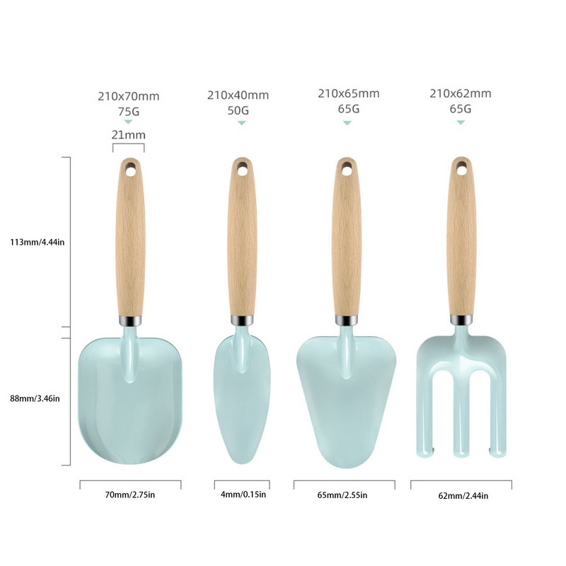 Lopatka, kultivátor, ručné hrable, ľahko čistiteľné nástroje na sadenie, ergonomické 4 ks rozmetadlá semien, záhradnícka lopata s antikoróznou úpravou