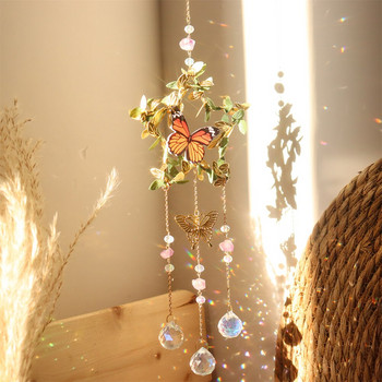 Кристали Wind Chime Звезда Луна Пеперуда Висящ орнамент Ловец на слънце Диамантени призми Rainbow Maker Висулка Декорация на домашна градина