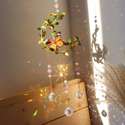 Kristallid Tuulekella täht Kuu liblikas rippuv ornament Päikesepüüdja Teemantprismad Vikerkaarevalmistaja ripats Koduaia sisekujundus