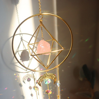 Crystal Wind Chime Star Moon Sun Catchers Windchimes επιμεταλλωμένες πολύχρωμες χάντρες κρεμαστές σταγόνες για χειροτεχνία διακόσμησης εξωτερικού χώρου κήπου