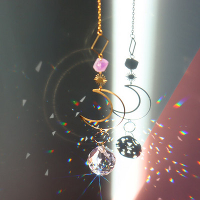 Krištoliniai vėjo varpeliai Žvaigždės Mėnulio saulės gaudyklės Vėjo varpeliai, padengti spalvingais karoliukais, kabantys, skirtos lauko sodo dekoravimui