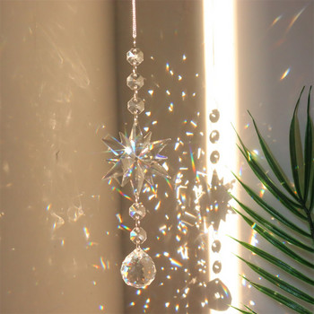 Crystal Light Catcher Prism Snowflake Window Ornament for Garden Висяща кола Висулка Home Decoration Xmas Drop Christmas Decor