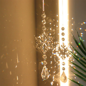 Crystal Light Catcher Prism Snowflake Window Ornament for Garden Висяща кола Висулка Home Decoration Xmas Drop Christmas Decor