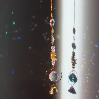 Кристал Windchime Любовно сърце Висулка Висящи вятърни камбанки Ловци на слънце Прозорец Rainbow Chaser Външна градина Подаръци за домашен декор