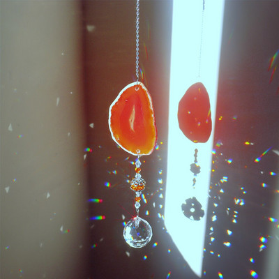 Кристал Windchime Любовно сърце Висулка Висящи вятърни камбанки Ловци на слънце Прозорец Rainbow Chaser Външна градина Подаръци за домашен декор