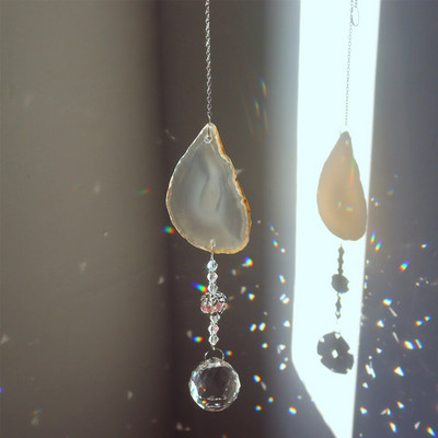 Кристал Windchime Любовно сърце Висулка Висящи вятърни камбанки Ловци на слънце Прозорец Rainbow Chaser Външна градина Подаръци за домашен декор