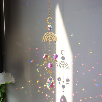 Кристал Windchime Любовно сърце Висулка Висящи вятърни камбанки Ловци на слънце Прозорец Rainbow Chaser Външна градина Подаръци за домашен декор