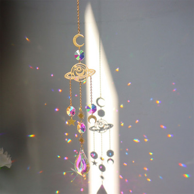 Кристал Windchime Любовно сърце Висулка Висящи вятърни камбанки Ловци на слънце Прозорец Rainbow Chaser Външна градина Подаръци за домашен декор