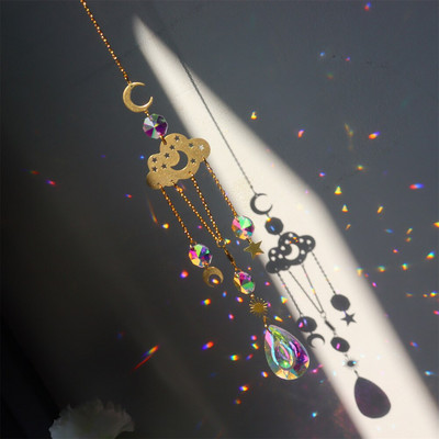 Кристал Windchime Любовно сърце Висулка Висящи вятърни камбанки Ловци на слънце Прозорец Rainbow Chaser Външна градина Подаръци за домашен декор