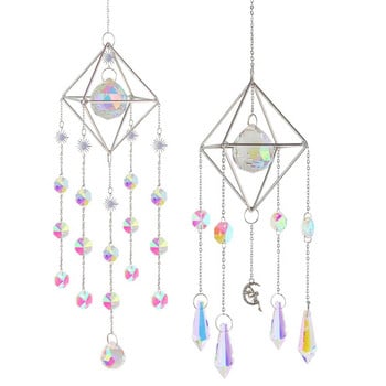 1PCS Метална призма Light Rainbow Crystal Suncatcher Висяща призма Орнамент Висулка Home Garden Decor Car Decor Crystal Wind Chime