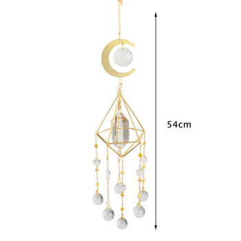 Crystal Windchimes Star Moon μενταγιόν Εξάγωνο Πρίσματα Ήλιος Φως Catcher Παράθυρο Κήπου Γάμος Κρεμαστό σταγόνα Διακόσμηση Σπιτιού Άνεμος Κουδούνι