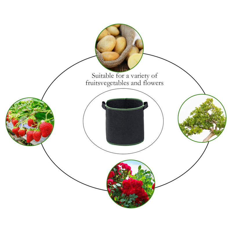 Birders Blend Seedling Premium 5 Indoor Pack 5 na zeleninu Outdoor Bag (vrecko s objemom 5 galónov) s rúčkami a nádobami na terasu, trávnik a cyklistiku