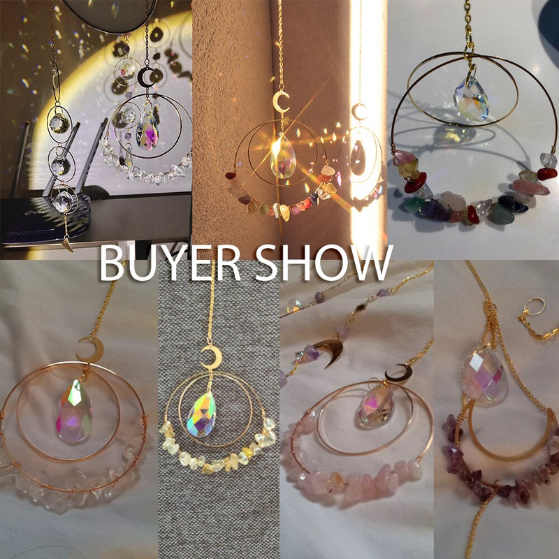 Suncatcher Crystal Rainbow Market Auksinės prizmės Saulės gaudyklės, skirtos langų sodo dekoravimui Vidaus kabantys kristalai Namų dekoro dovana