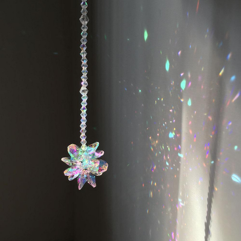 Aurora Borealis krištolinis saulės gaudytojas, pakabinamas Feng shui gydomoji prizmė saulės šviesos gaudyklė, vaivorykštės gamintoja, namų sodo dekoras