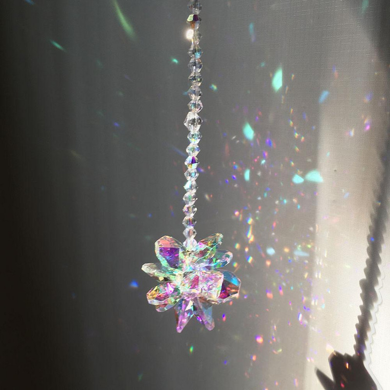 Aurora Borealis krištolinis saulės gaudytojas, pakabinamas Feng shui gydomoji prizmė saulės šviesos gaudyklė, vaivorykštės gamintoja, namų sodo dekoras