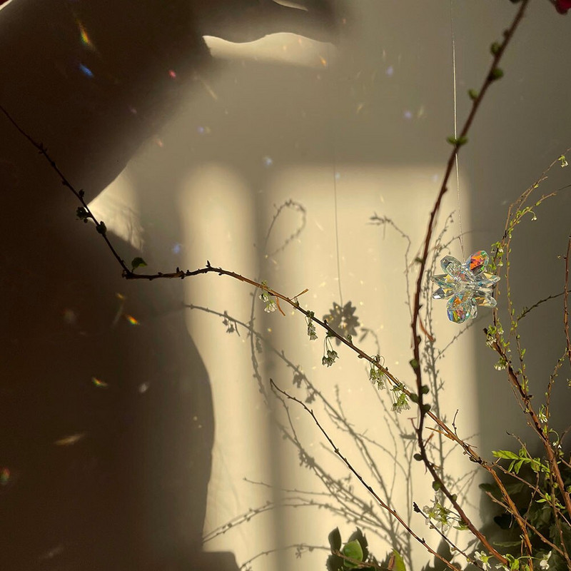 Aurora Borealis krištolinis saulės gaudytojas, pakabinamas Feng shui gydomoji prizmė saulės šviesos gaudyklė, vaivorykštės gamintoja, namų sodo dekoras