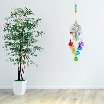 Дървото на живота Crystal Suncatchers Crystal Drop Prism Rainbow Maker Завеси Вятърни камбанки Декорация за домашна градина за стая на открито