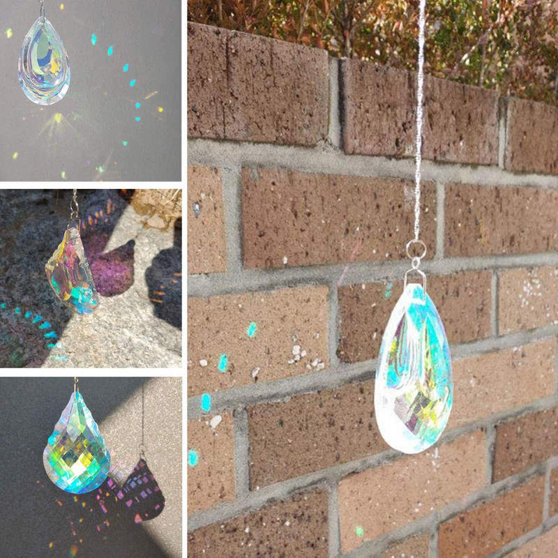 4 vnt. / rinkinys 76 mm sodo saulės gaudyklės, išskirtinės lašo formos dirbtinių krištolinių daugiafunkcis spalvingas sietynų pakabukas vaivorykštės gaminimo mašina