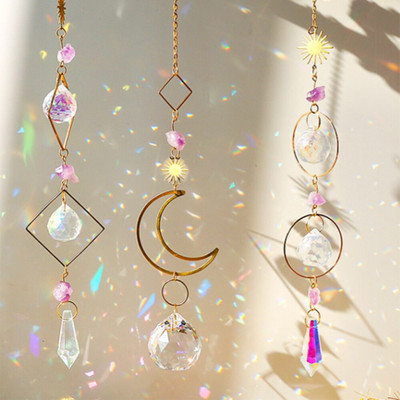Kryštály Suncatcher Veľa závesných Sun Catcher s retiazkou Prívesok Ornament Krištáľové gule Boho Okno Záhrada Domov Dekorácia Víla Darček