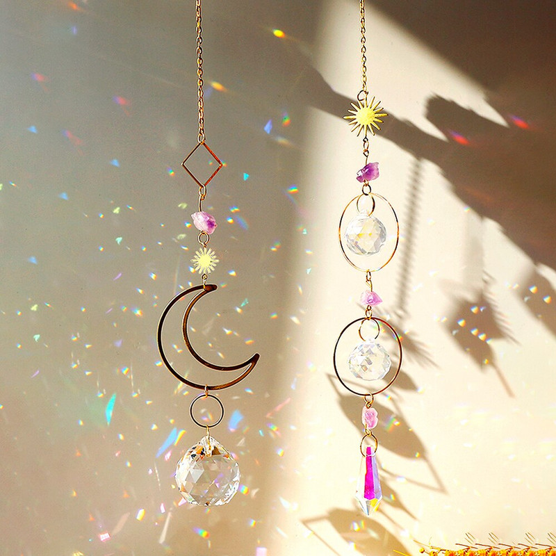Kryštály Suncatcher Veľa závesných Sun Catcher s retiazkou Prívesok Ornament Krištáľové gule Boho Okno Záhrada Domov Dekorácia Víla Darček