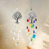 Crystal Tree Suncatcher vitražas vaivorykštės prizmės saulės gaudyklė Krištolinis vėjo varpelis, skirtas lango sodo dekoravimui lauko dekoravimui
