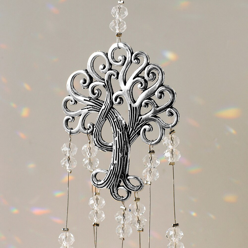 Crystal Tree Suncatcher vitražas vaivorykštės prizmės saulės gaudyklė Krištolinis vėjo varpelis, skirtas lango sodo dekoravimui lauko dekoravimui