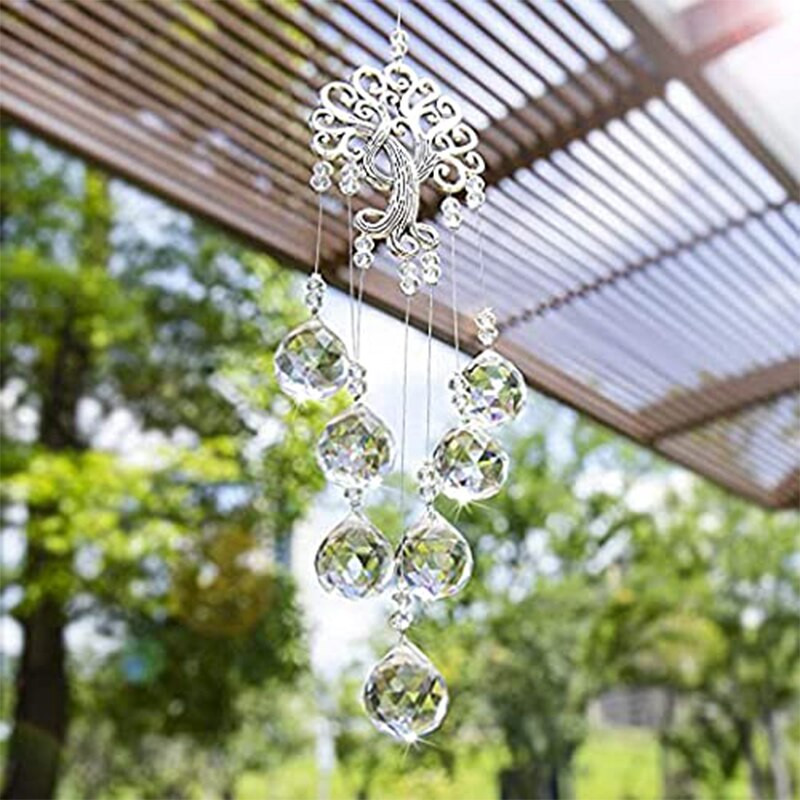 Crystal Tree Suncatcher vitražas vaivorykštės prizmės saulės gaudyklė Krištolinis vėjo varpelis, skirtas lango sodo dekoravimui lauko dekoravimui
