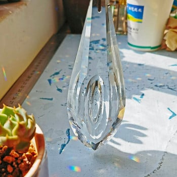 H&D 5inch Large Crystal Suncatcher Clear Faceted Horse-Eye Prisms Drop Rainbow Maker Παράθυρο Κήπος Κρεμαστό Στολίδι