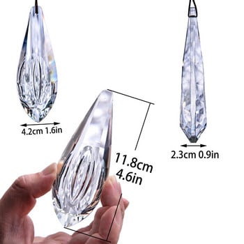 H&D 5inch Large Crystal Suncatcher Clear Faceted Horse-Eye Prisms Drop Rainbow Maker Παράθυρο Κήπος Κρεμαστό Στολίδι