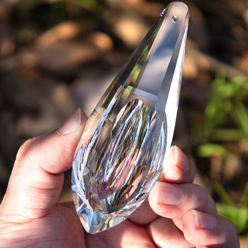 H&D 5 colių didelis krištolinis saulės gaudytojas, skaidrus briaunotas arklio akies prizmės, vaivorykštės formuotojas, lango kabantis sodo dekoravimo ornamentas