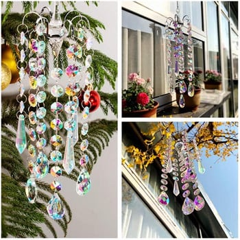 H&D висящ кристал Sun Catcher Rainbow Maker Window Chandelier Prisms Beads Chakra 38mm Charm Suncatcher Garden Home Decoration