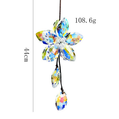 Ohňom leštený AB farebný kvet s piatimi okvetnými lístkami, krištáľový prívesok do auta, fazetovaný hranol, dúha, slnečný chytač, balkón, záhrada, domáca dekorácia