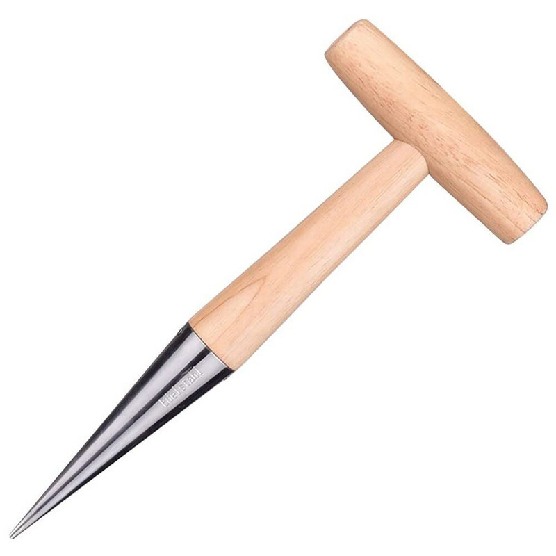 Nerūdijančio plieno sėjamoji su medine dirvos rankena ilga rankena rankinė svogūnėlių sodinimo įrankis, skirtas sodinti sodo skylių perforatorius