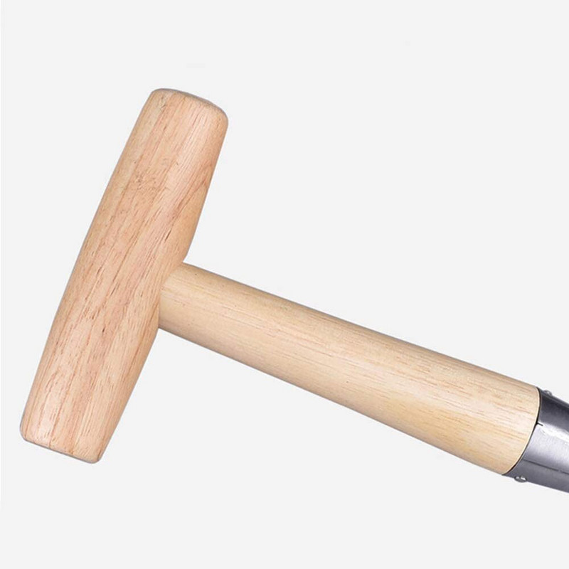 Nerūdijančio plieno sėjamoji su medine dirvos rankena ilga rankena rankinė svogūnėlių sodinimo įrankis, skirtas sodinti sodo skylių perforatorius