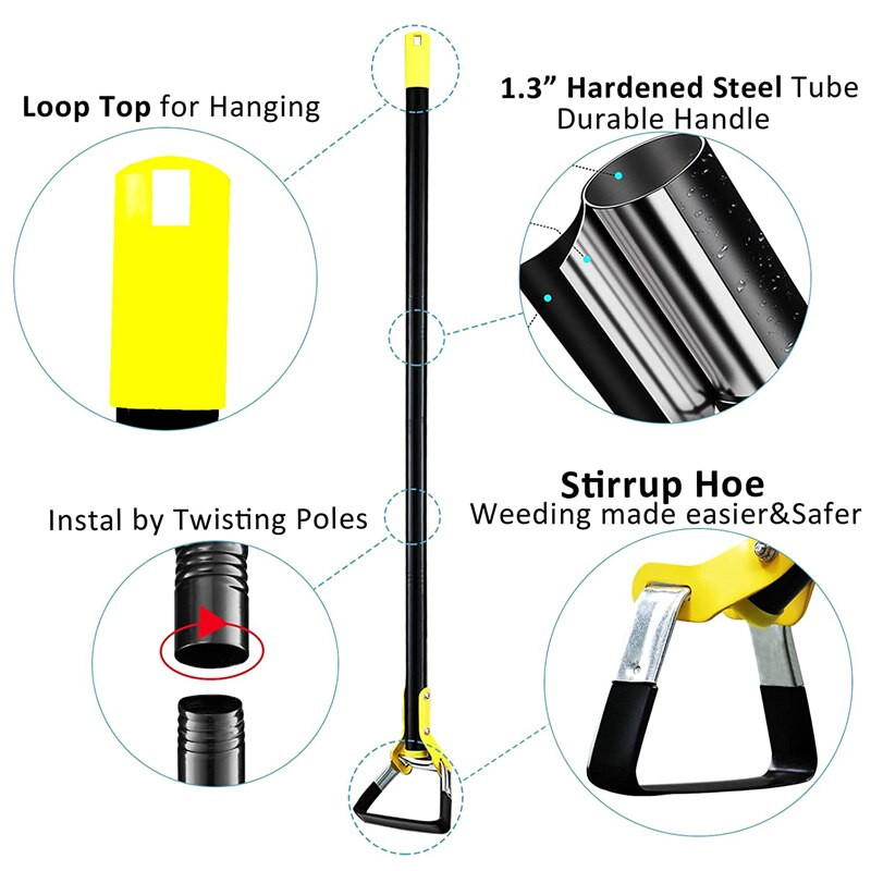 Prenosné záhradné náradie z nehrdzavejúcej ocele, záhradný krúžok na odstraňovanie buriny, záhradnícky krúžok sypkej pôdy s dlhou rukoväťou, nastaviteľná slučka na odstraňovanie buriny