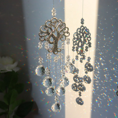 Napfogó kristály prizma életfa Napfogó kerti dekoráció szivárvány készítő ablakhoz Napcsepp kristály dekoráció esküvőhöz