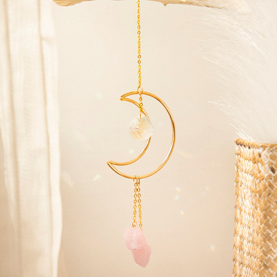 Saulės gaudyklė Vaivorykštė prizmė Mėnulio krištoliniai vitražai Saulės gaudyklė Gydomieji kristalai Akmuo Saulės gaudyklė Sodas Namų Mėnulio papuošalai