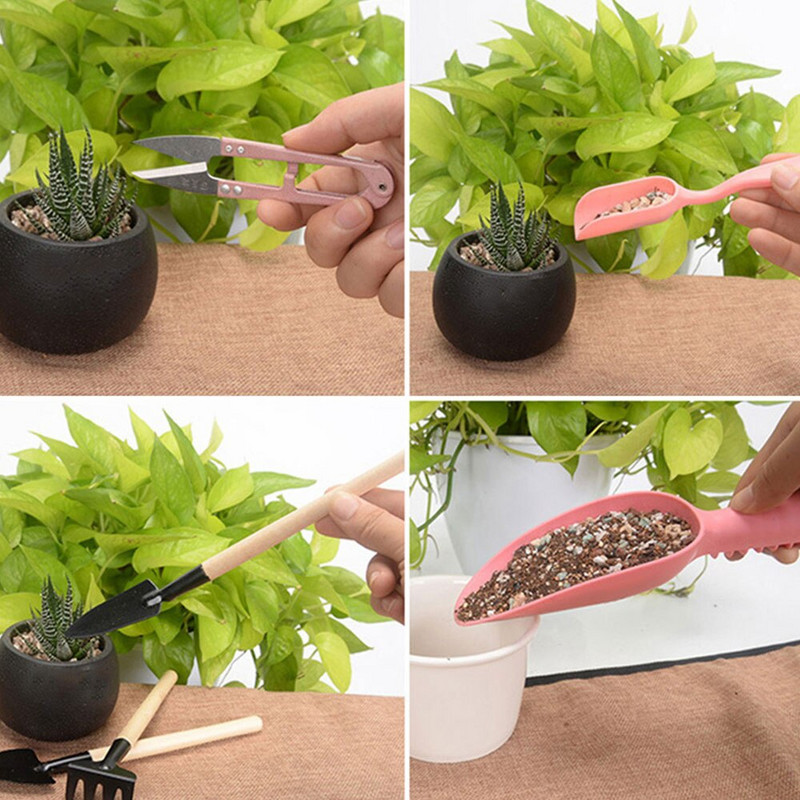 Sultingų augalų sodinimo įrankiai 16 vnt Mini sodo rankinis įrankis Kastuvas Grėblys Pincetas Virdulys Sultingi Augalai Sodinti Bonsai Įrankiai