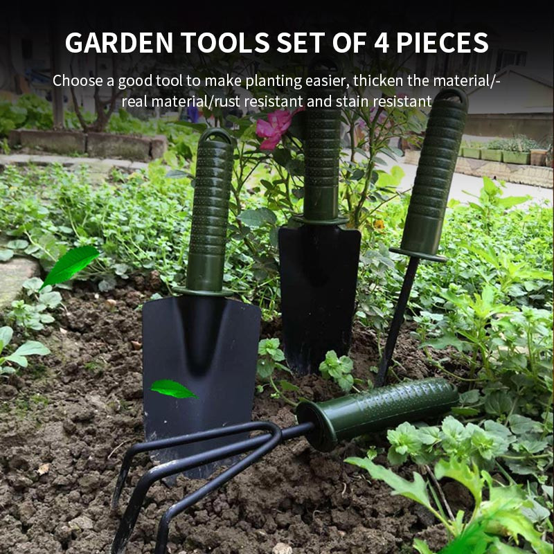 4 vnt Sodo įrankių rinkinys Gėlių sodinimo kombinuotas kastuvas įrankių rinkinys Įrankių rinkiniai Mini sodo augalų įrankiai Kastuvas grėblio kastuvas