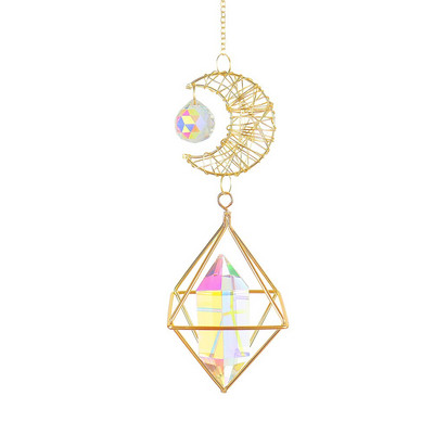 Krištolo šviesą gaudantys papuošalai pakabukas metaliniu rėmeliu spalvotų karoliukų ornamentas lauko sodo saulės gaudyklių apdaila