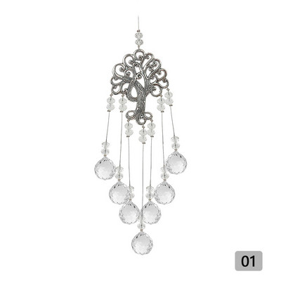 Závesný krištáľový lapač slnka s krištáľovou guľou, hranolom, dúhovým tvorcom, stromom života, dekoráciou do záhrady, vonkajšej domácnosti, detskej izby, okna