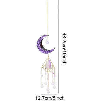 Crystal Suncatcher Πρίσμα Παράθυρο Rainbow Maker Moon Κρυστάλλινη μπάλα Αμέθυστος κρεμαστό Sun Catcher ​Κρεμαστό στολίδι Διακόσμηση κήπου