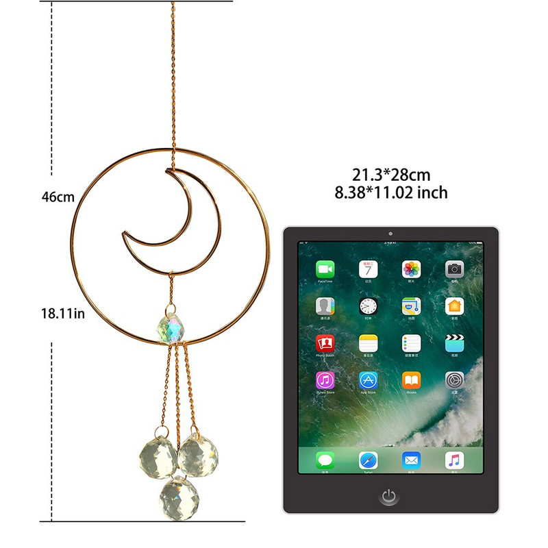 Slnko a mesiac, závesný krištáľový hranolový guľôčkový lapač slnka, ozdoba na okno, dúhový lapač svetla, záhradná dekorácia, vonkajšia...