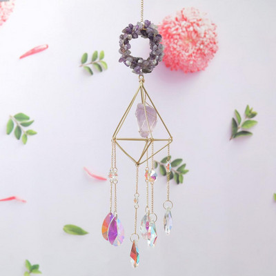 Градински Suncatchers Wind Chime Висулка Декоративен искрящ изкуствен кристал Елегантен окачен на стена Windbell Home Decor