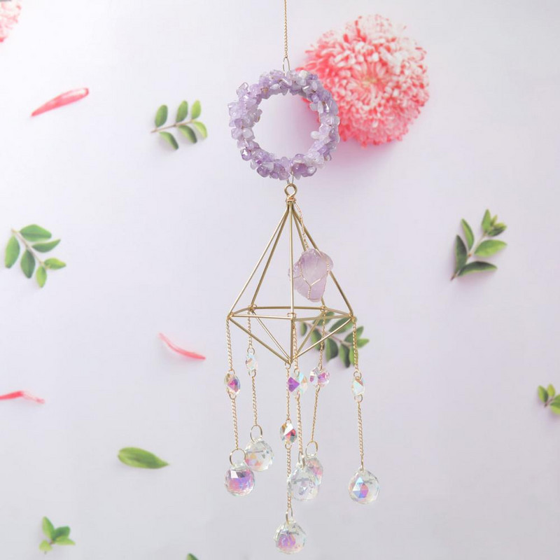 Sodo saulės gaudyklės vėjo varpelio pakabukas dekoratyvinis putojantis dirbtinis krištolinis elegantiškas pakabinamas ant sienos pakabinamas vėjo varpelio namų dekoras