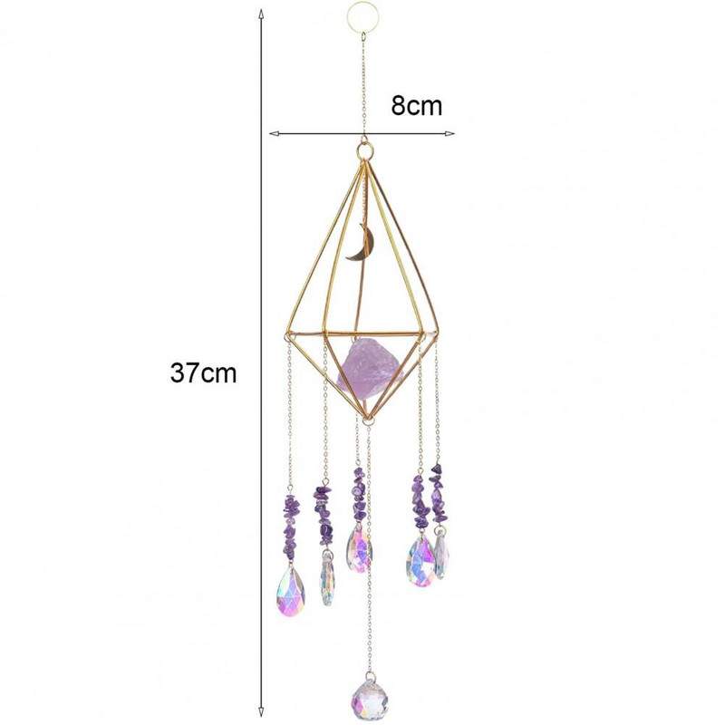 Atspindinčio mėnulio rašto sodo saulės gaudyklės Daugiaspalvis dirbtinių krištolinių prizmių saulės gaudyklė Išskirtinis vaivorykštės pakabukas langui