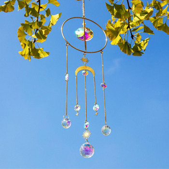 Faux Crystal Suncatcher Декоративни естетични бляскави призми Sun Catcher Деликатен многоцветен Wind Chime Градински декор за дома