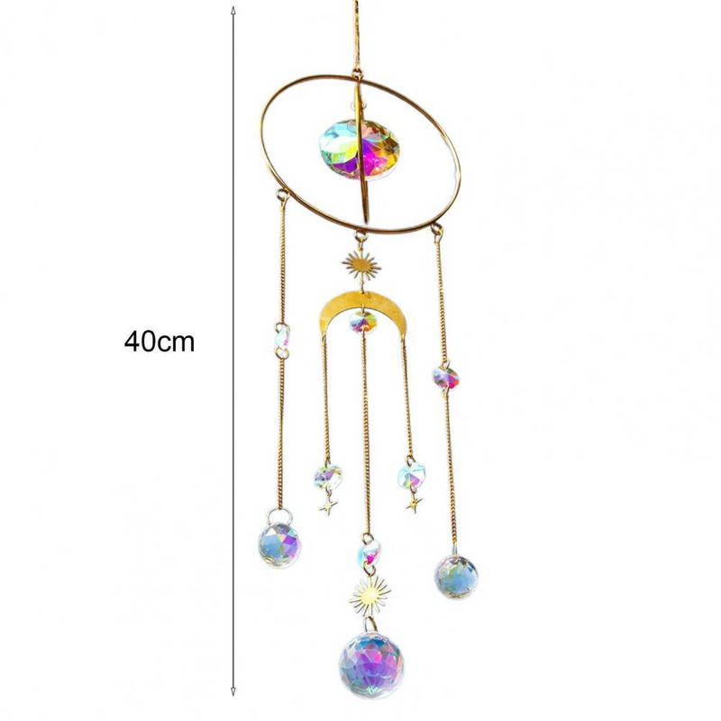 Dirbtinių kristalų saulės gaudyklė Dekoratyvinė estetinė blizgučių prizmė Saulės gaudyklė Subtilus kelių spalvų vėjo varpelio sodo dekoras namams